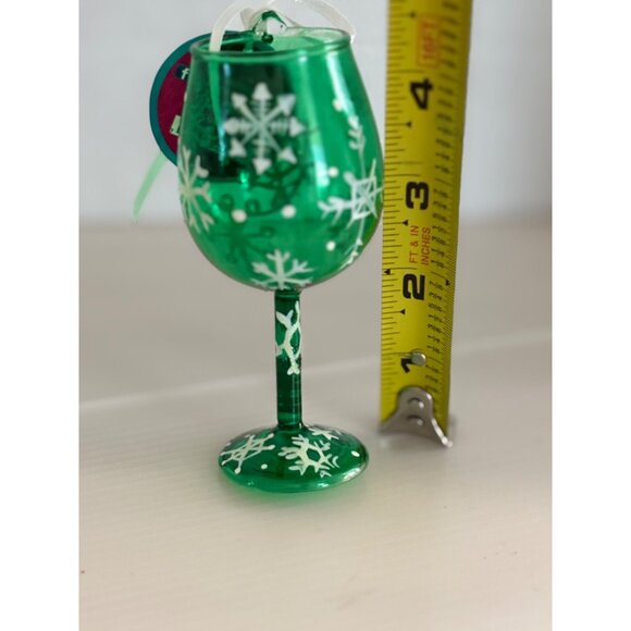 Lolita My Mini Wine Glass Ornament Emerald Snowflakes Christmas Decoration - Picture 4 of 4